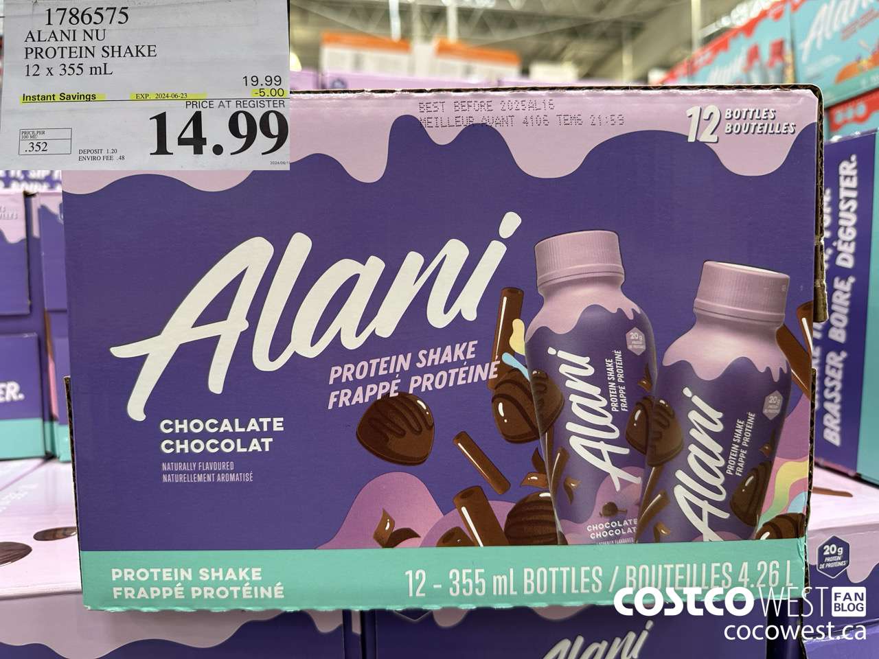1786575 ALANI NU PROTEIN SHAKE 12 x 355 mL ($5.00 INSTANT SAVINGS EXPIRES ON 2024-06-23) $14.99