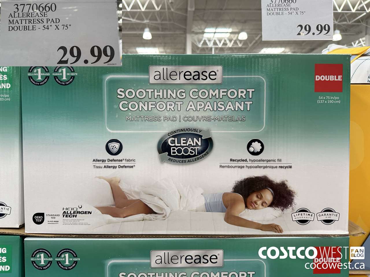 3370660 ALLEREASE MATTRESS PAD DOUBLE 54