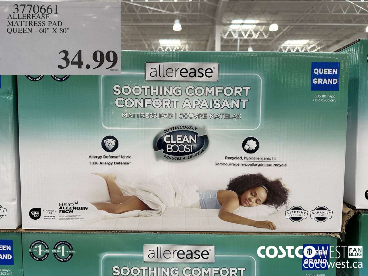 3770661 ALLEREASE MATTRESS PAD QUEEN 60