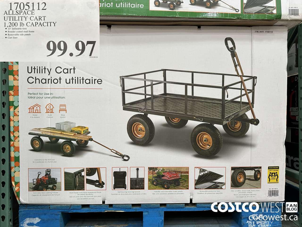 1705112 ALLSPACE UTILITY CART 1,200 LB CAPACITY $99.97