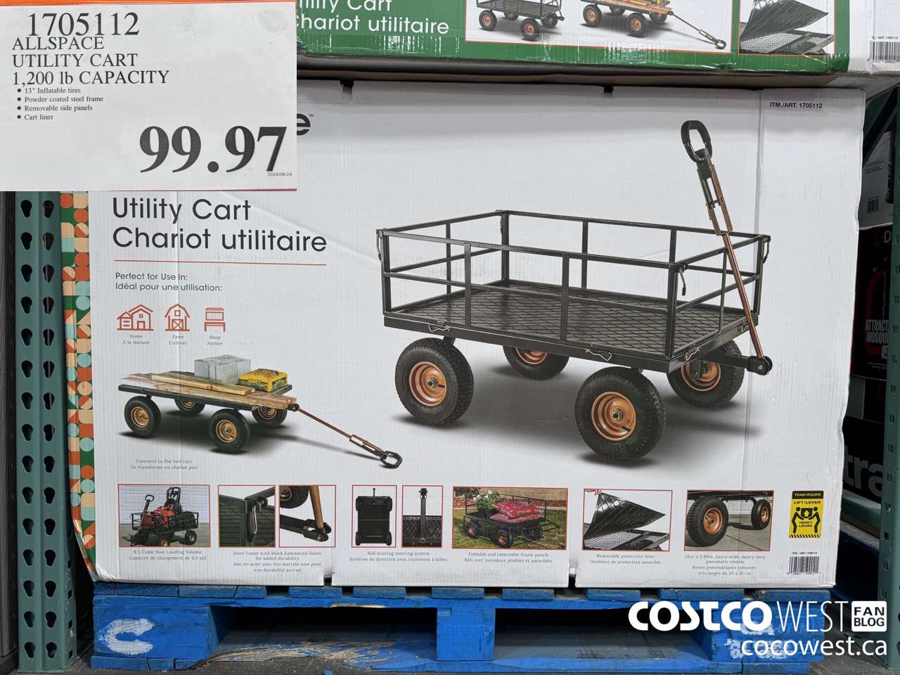 1705112 ALLSPACE UTILITY CART 1,200 LB CAPACITY $99.97