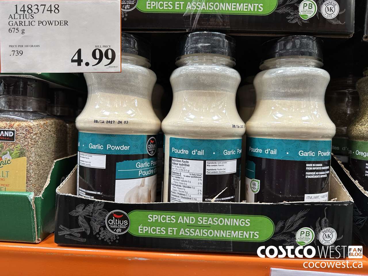 1483748 ALTIUS GARLIC POWDER 675G $4.99