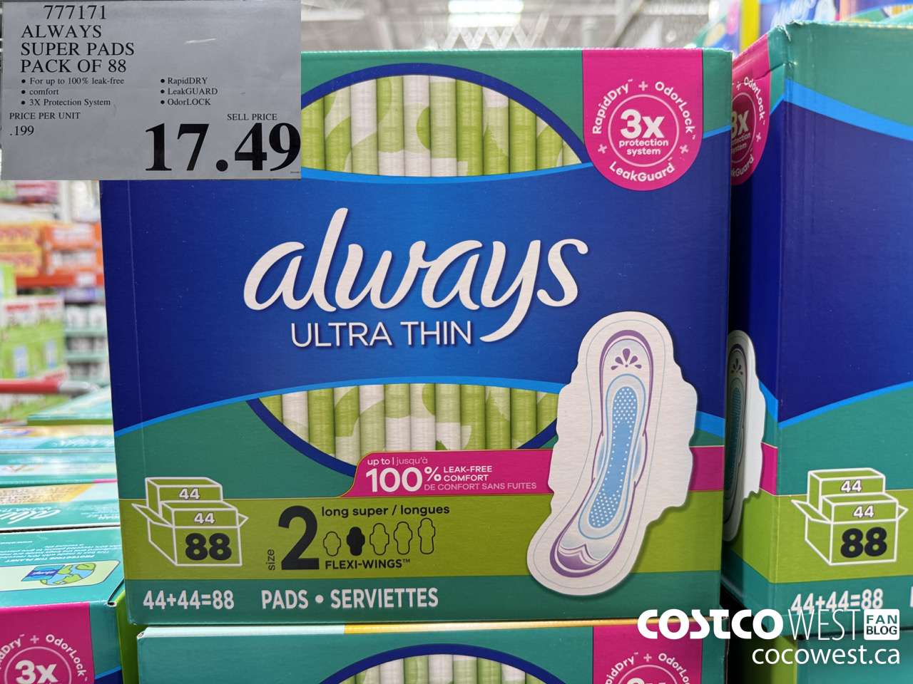 777171 ALWAYS ULTRA THIN PADS SUPER 88CT $17.49