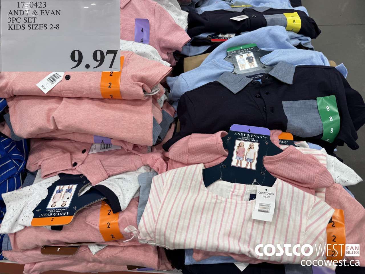 1770423 ANDY & EVAN 3PC SET KIDS SIZES 2-8 $9.97