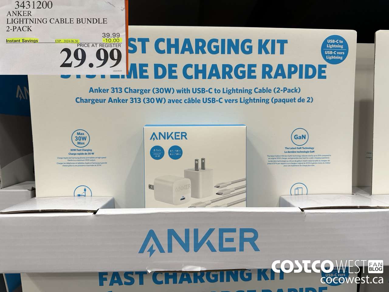 3431200 ANKER LIGHTNING CABLE BUNDLE 2-PACK ($10.00 INSTANT SAVINGS EXPIRES ON 2024-06-30) $29.99