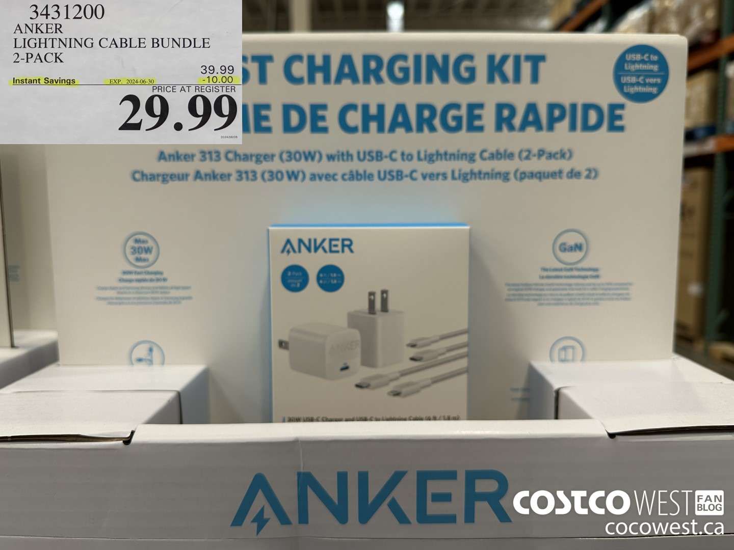 3431200 ANKER LIGHTNING CABLE BUNDLE 2-PACK ($10.00 INSTANT SAVINGS EXPIRES ON 2024-06-30) $29.99