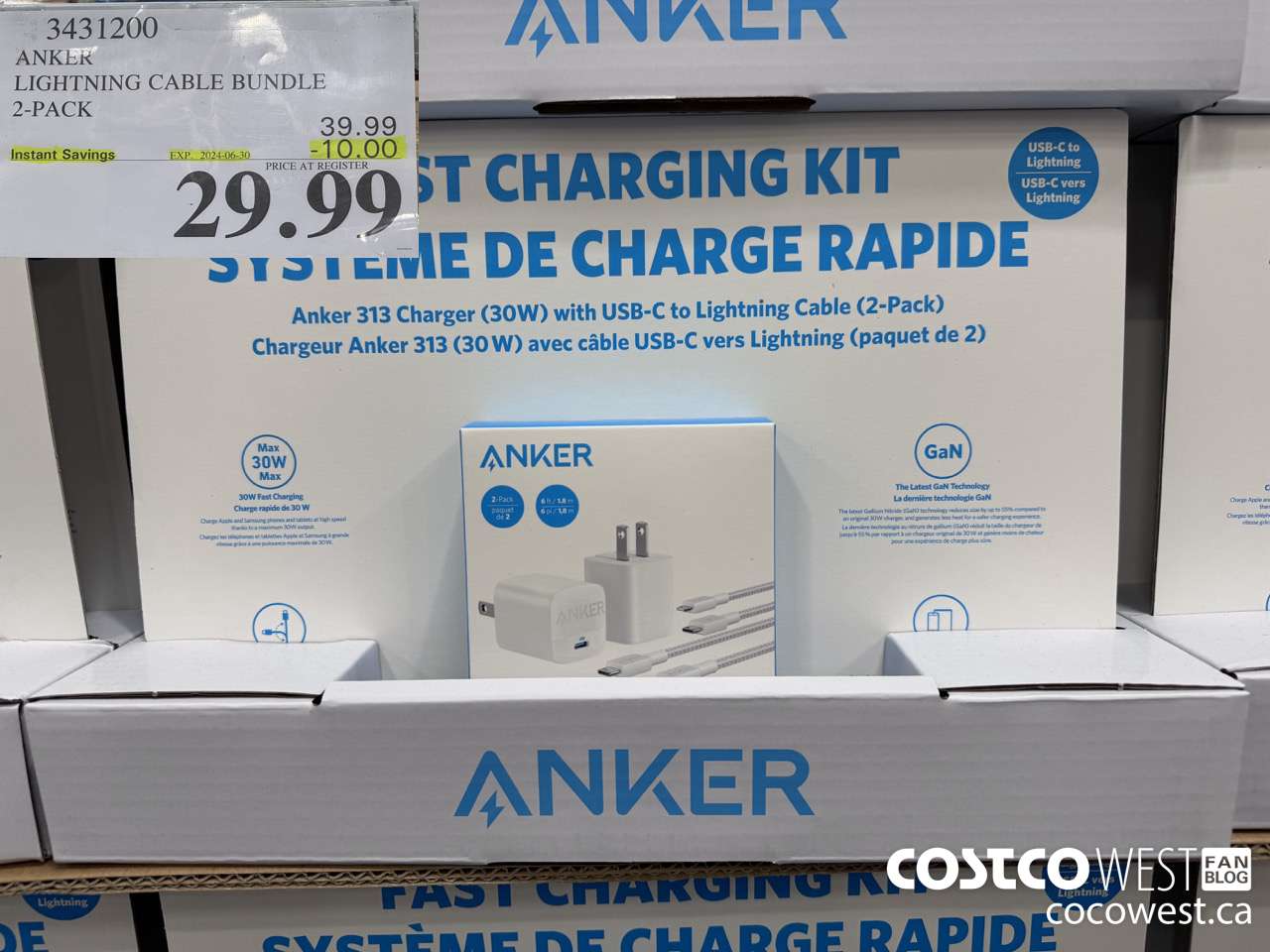 3431200 ANKER LIGHTNING CABLE BUNDLE 2-PACK ($10.00 INSTANT SAVINGS EXPIRES ON 2024-06-30) $29.99