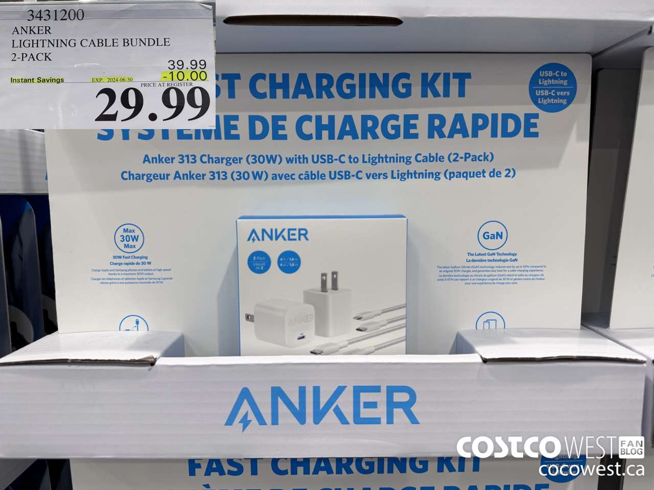3431200 ANKER LIGHTNING CABLE BUNDLE 2-PACK ($10.00 INSTANT SAVINGS EXPIRES ON 2024-06-30) $29.99