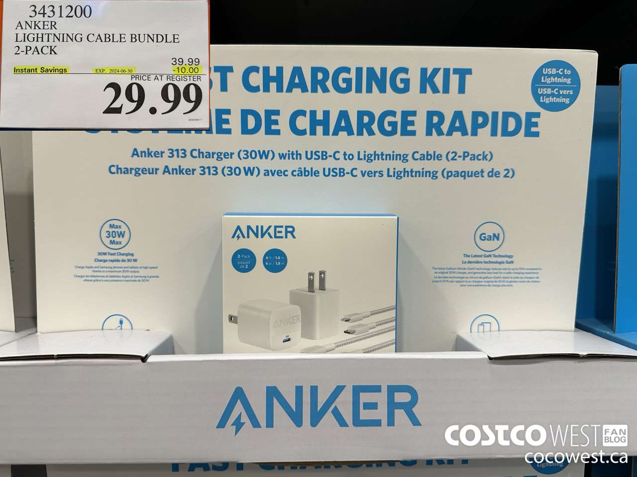 3431200 ANKER LIGHTNING CABLE BUNDLE 2-PACK ($10.00 INSTANT SAVINGS EXPIRES ON 2024-06-30) $29.99