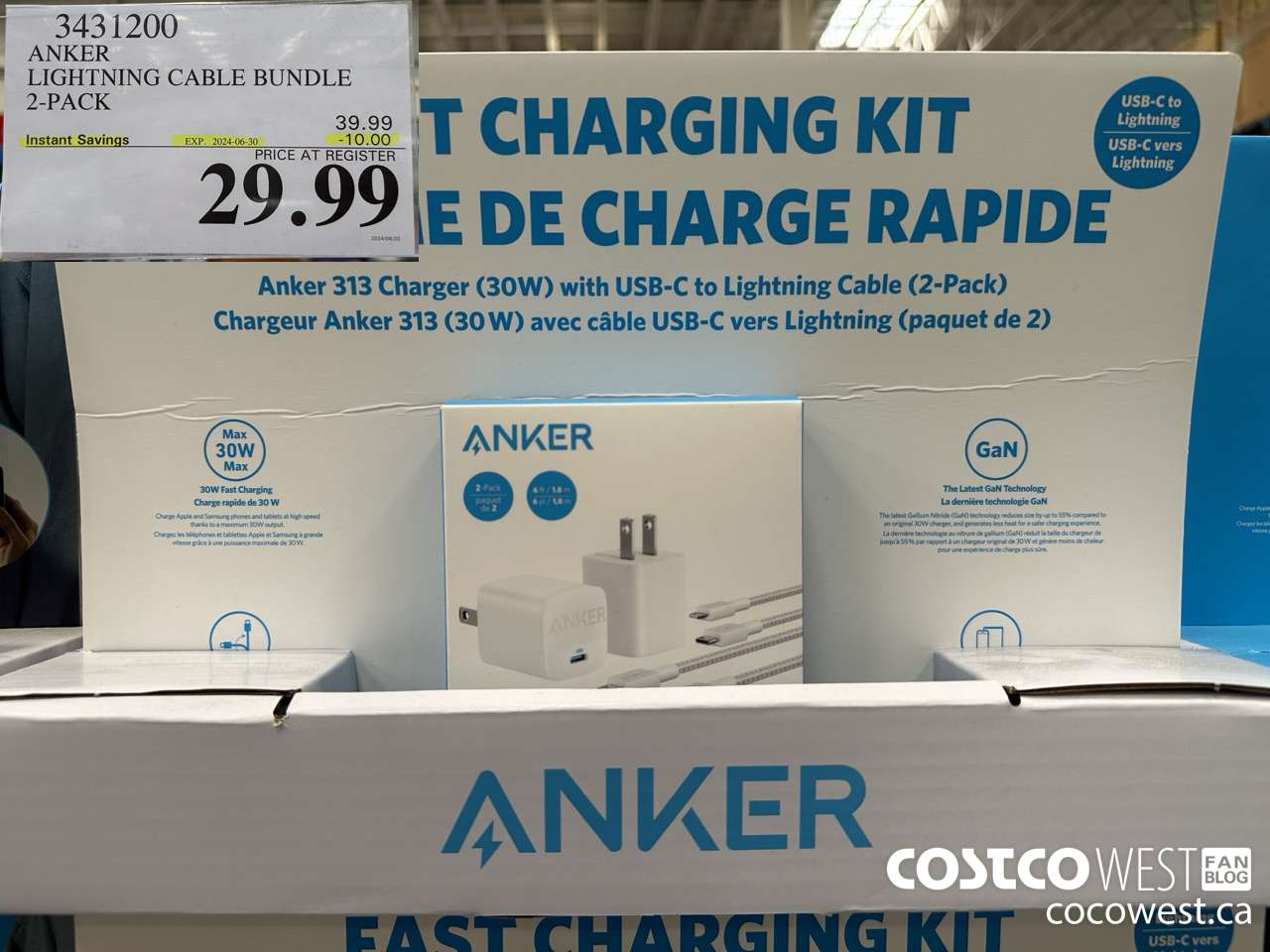3431200 ANKER LIGHTNING CABLE BUNDLE 2-PACK ($10.00 INSTANT SAVINGS EXPIRES ON 2024-06-30) $29.99
