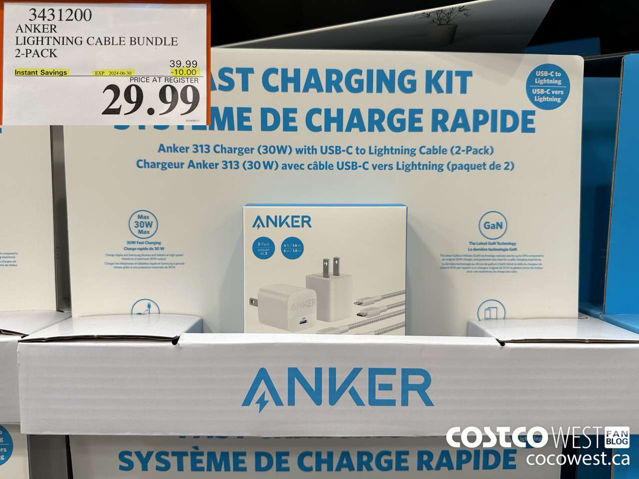 3431200 ANKER LIGHTNING CABLE BUNDLE 2-PACK ($10.00 INSTANT SAVINGS EXPIRES ON 2024-06-30) $29.99