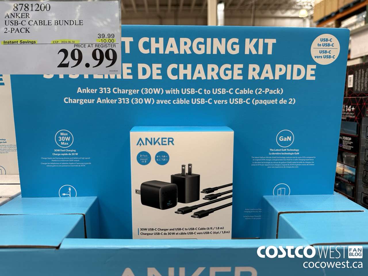 8781200 ANKER USB-C CABLE BUNDLE 2-PACK ($10.00 INSTANT SAVINGS EXPIRES ON 2024-06-30) $29.99