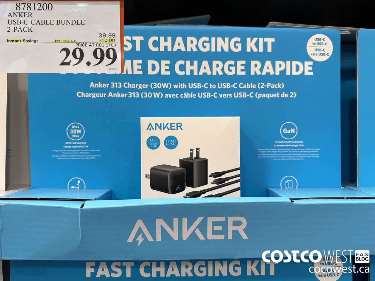 8781200 ANKER USB-C CABLE BUNDLE 2-PACK ($10.00 INSTANT SAVINGS EXPIRES ON 2024-06-30) $29.99