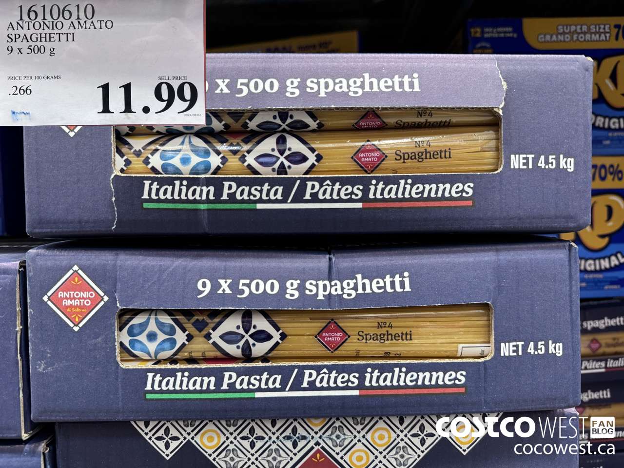 1610610 ANTONIO AMATO SPAGHETTI 9 X 500 G $11.99