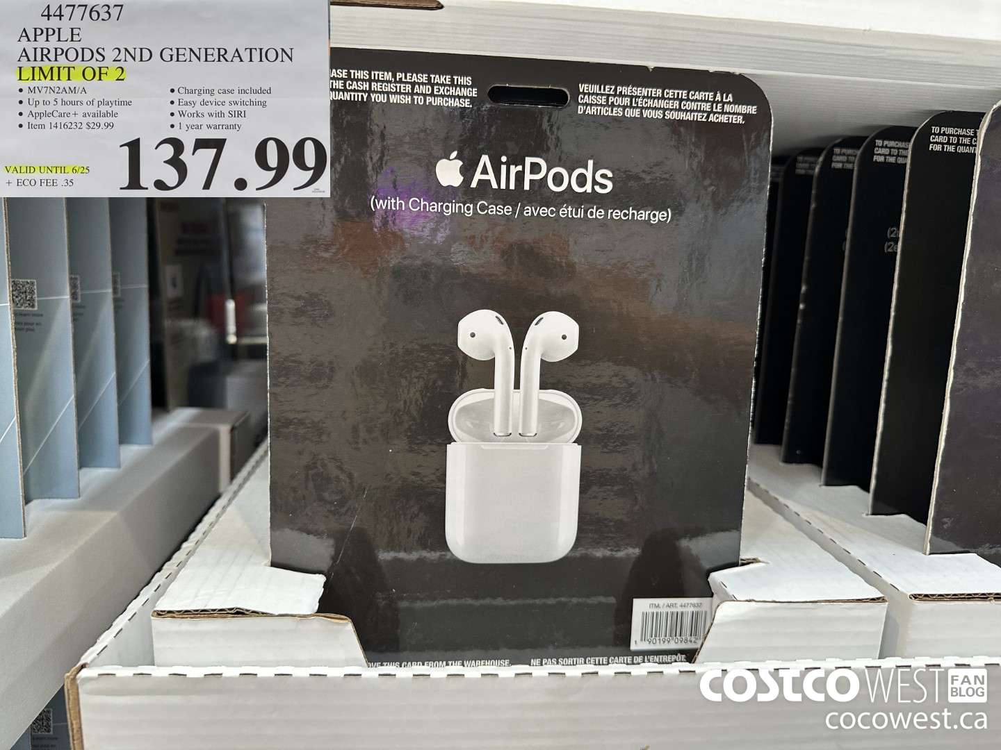 4477637 APPLE AIRPODS 2ND GENERATION (EXPIRES ON 2024-06-25) $137.99