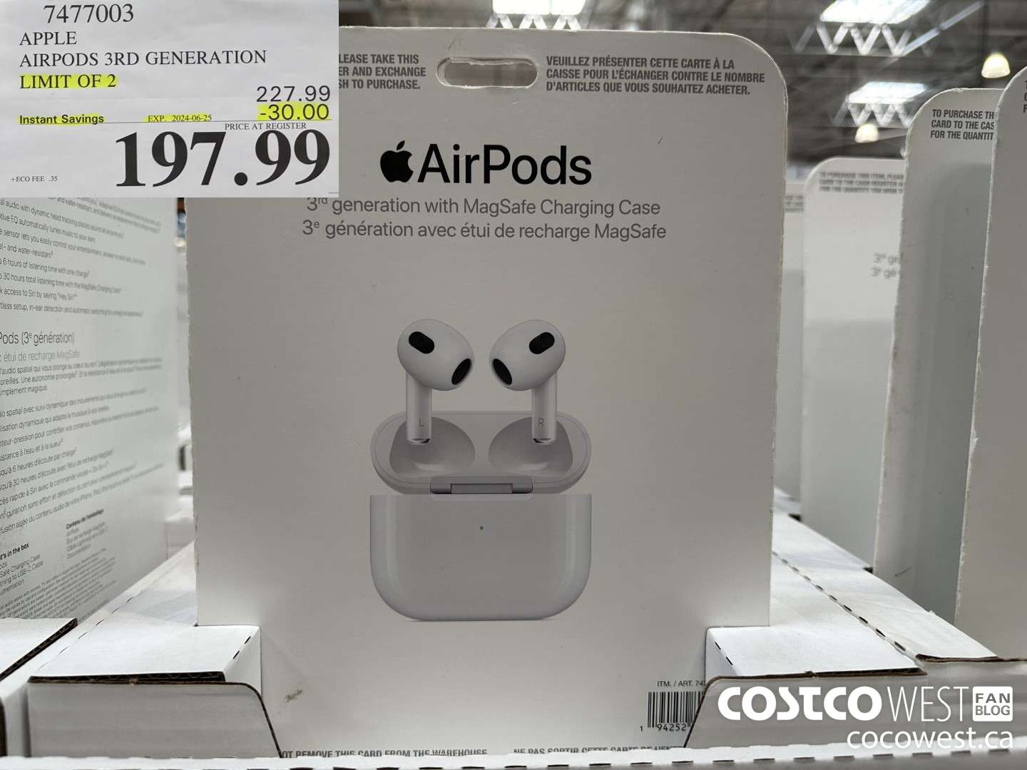 7477003 APPLE AIRPODS 3RD GENERATION ($30.00 INSTANT SAVINGS EXPIRES ON 2024-06-25) $197.99