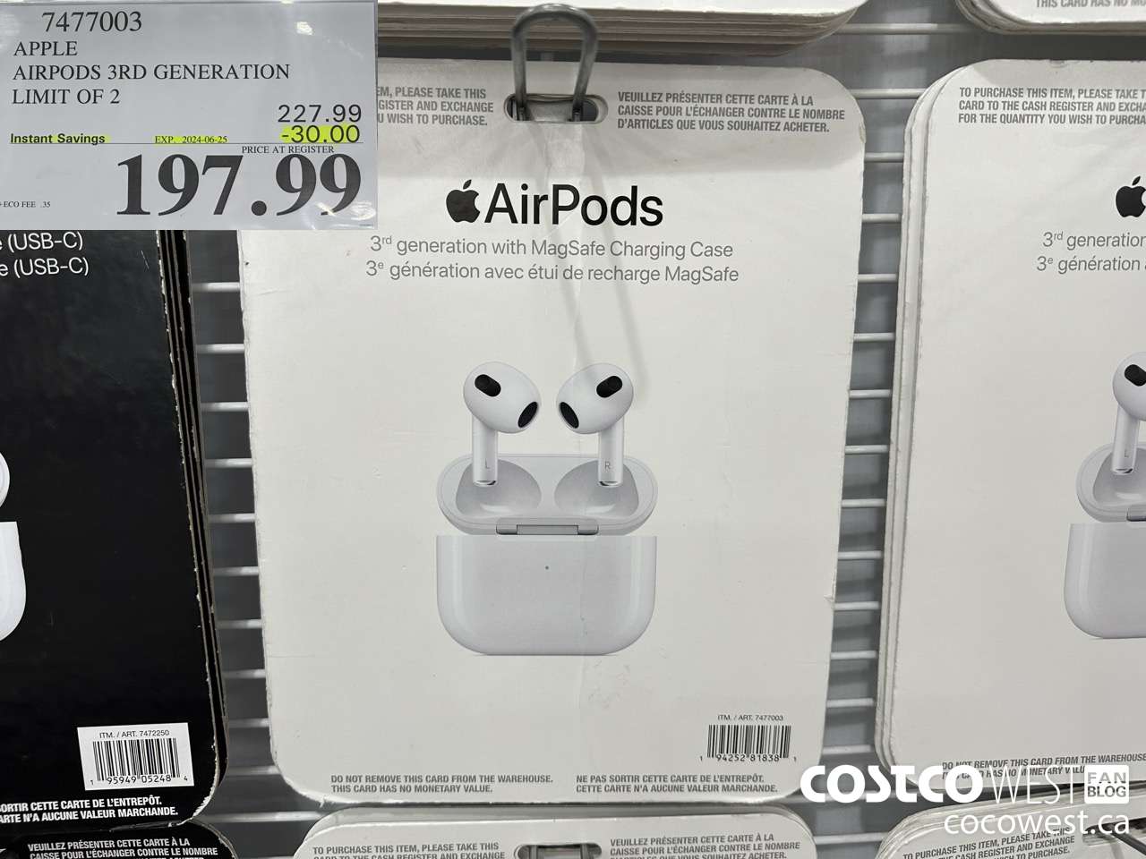 7477003 APPLE AIRPODS 3RD GENERATION ($30.00 INSTANT SAVINGS EXPIRES ON 2024-06-25) $197.99