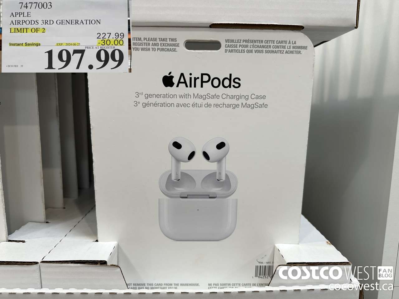 7477003 APPLE AIRPODS 3RD GENERATION ($30.00 INSTANT SAVINGS EXPIRES ON 2024-06-25) $197.99