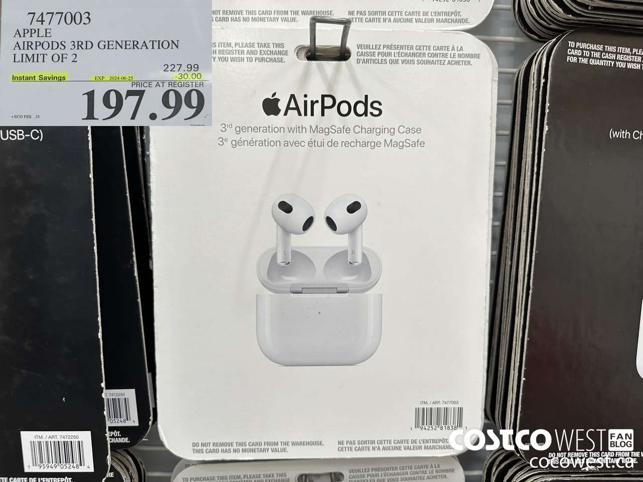 7477003 APPLE AIRPODS 3RD GENERATION ($30.00 INSTANT SAVINGS EXPIRES ON 2024-06-25) $197.99
