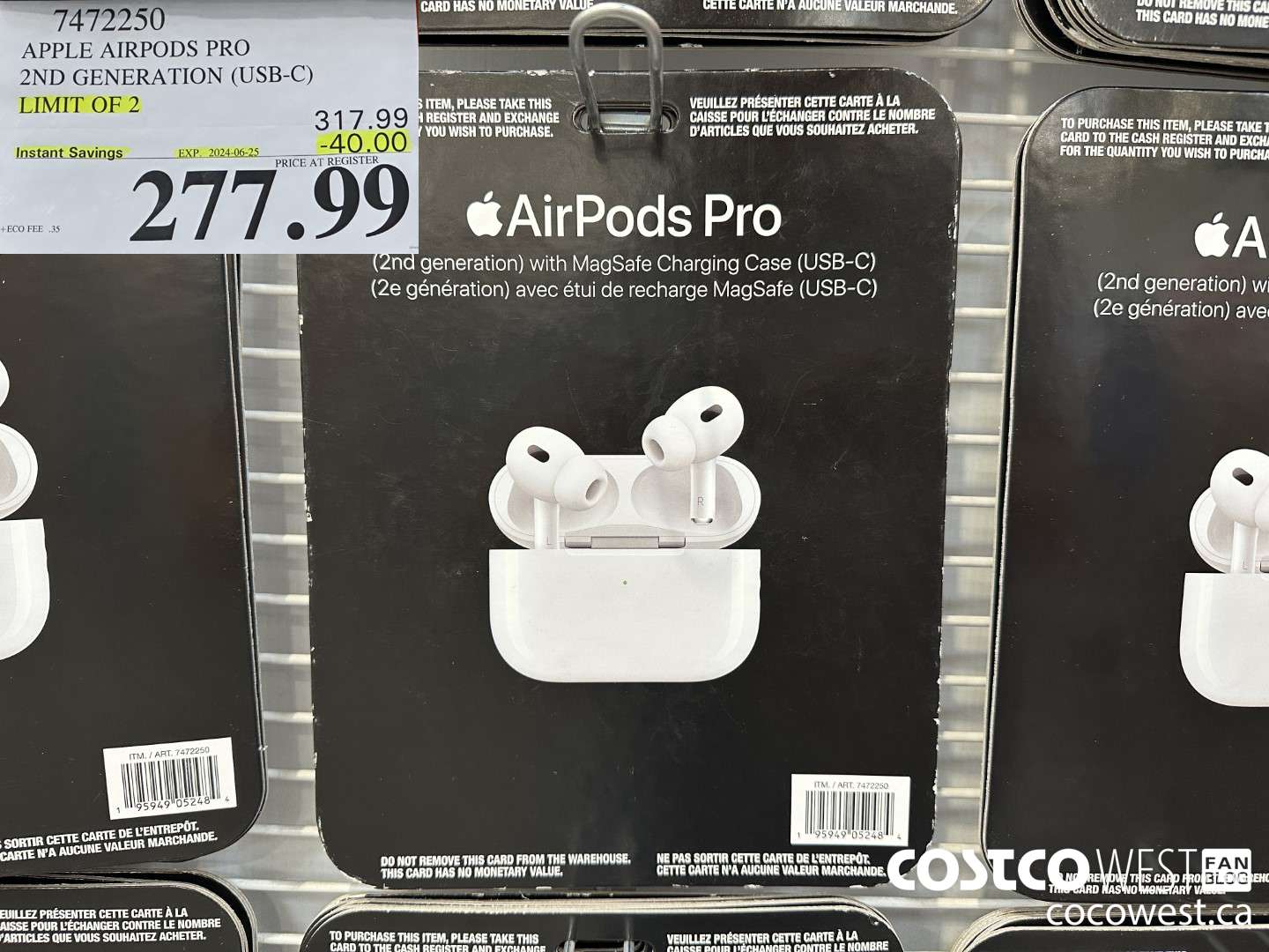 7472250 APPLE AIRPODS PRO 2ND GENERATION (USB-C) ($40.00 INSTANT SAVINGS EXPIRES ON 2024-06-25) $277.99