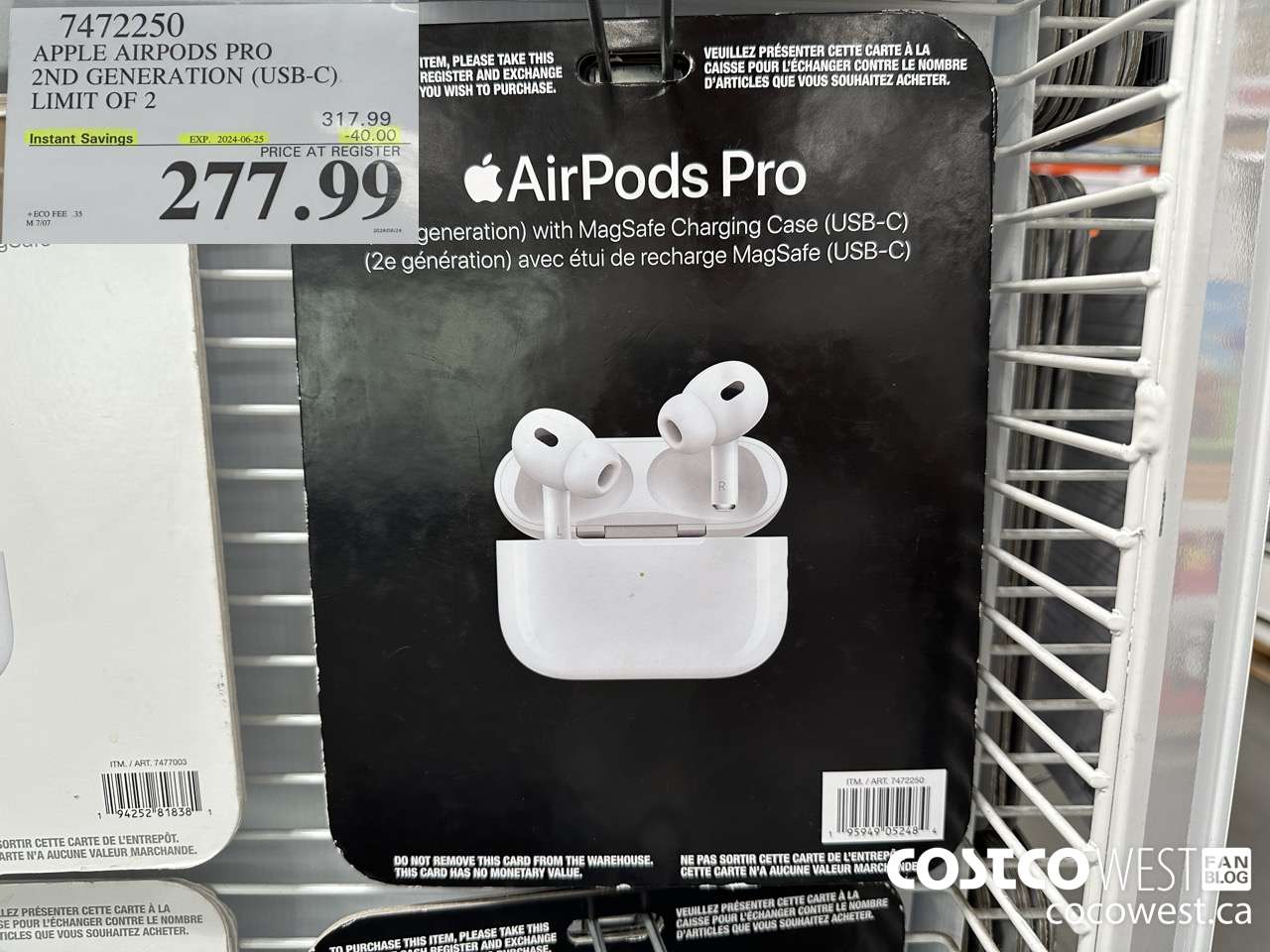 7472250 APPLE AIRPODS PRO 2ND GENERATION (USB-C) ($40.00 INSTANT SAVINGS EXPIRES ON 2024-06-25) $277.99