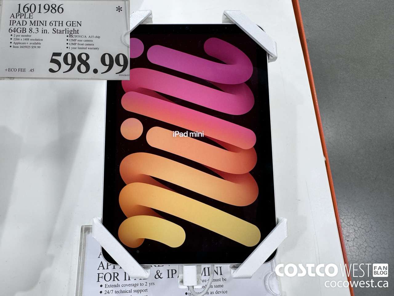 1601986 APPLE IPAD MINI 64GB - STAR MK7P3VC/A $598.99