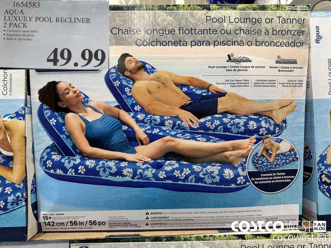 1654583 AQUA LUXURY POOL RECLINER 2 PACK $49.99