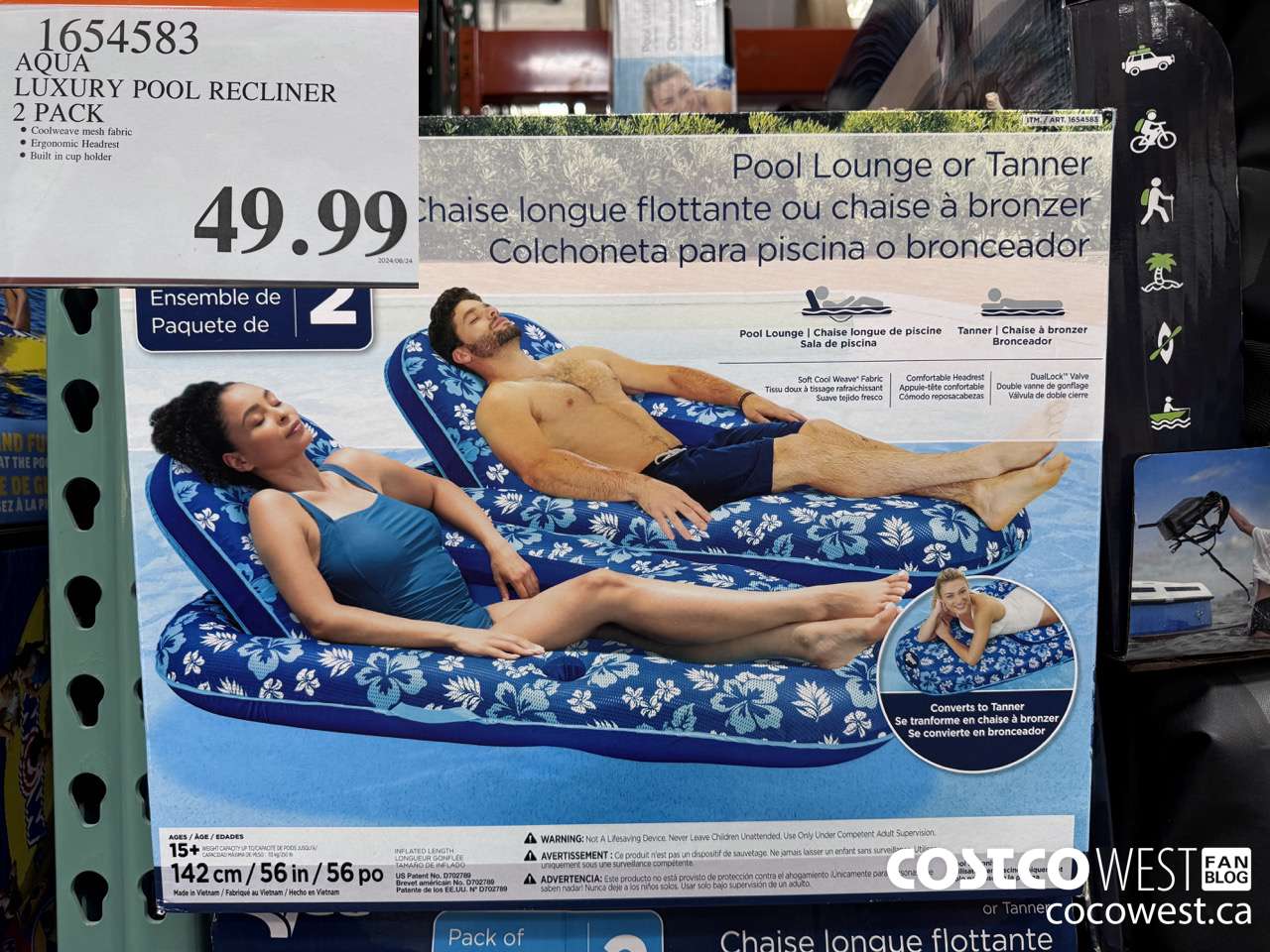 1654583 AQUA LUXURY POOL RECLINER 2 PACK $49.99