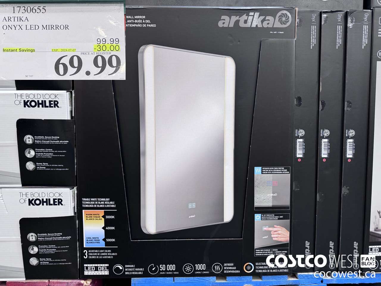 1730655 ARTIKA ONYX LED MIRROR ($30.00 INSTANT SAVINGS EXPIRES ON 2024-07-07) $69.99