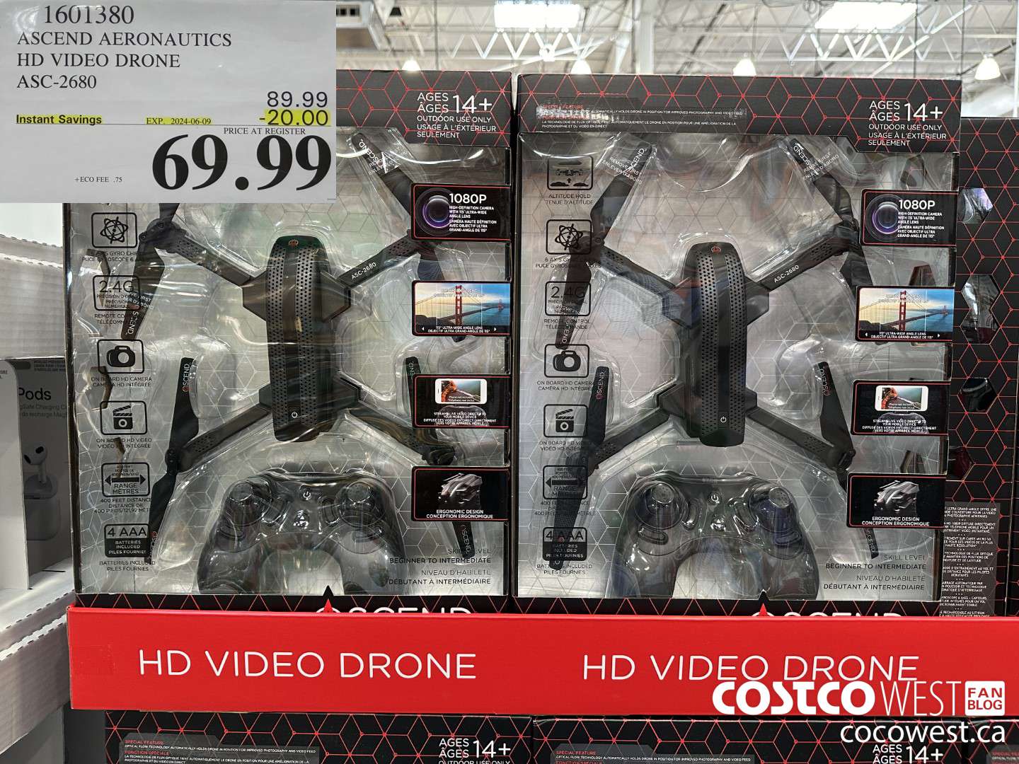 1601380 ASCEND AERONAUTICS HD VIDEO DRONE ASC-2680 ($20.00 INSTANT SAVINGS EXPIRES ON 2024-06-09) $69.99