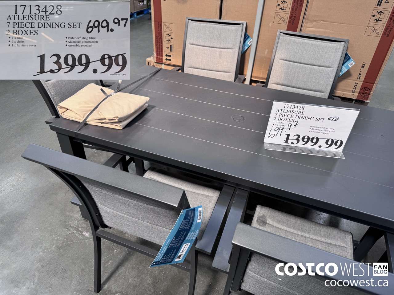 1713428 ATLEISURE 7 PIECE DINING SET 2 BOXES $699.97