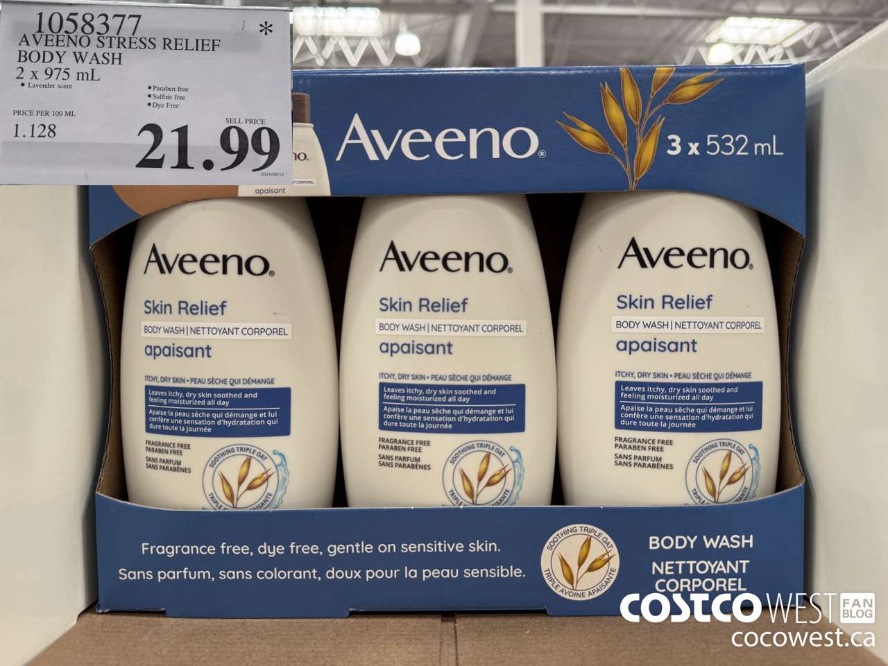 1058377 AVEENO STRESS RELIEF BODY WASH 2 X 975 ML $21.99