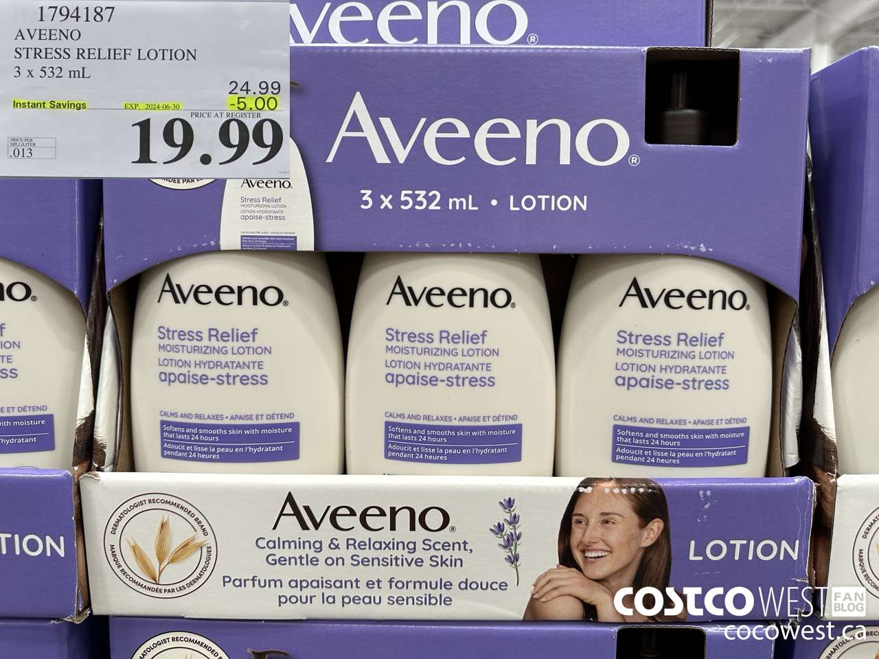 1794187 AVEENO STRESS RELIEF LOTION 3 X 532 ML ($5.00 INSTANT SAVINGS EXPIRES ON 2024-06-30) $19.99