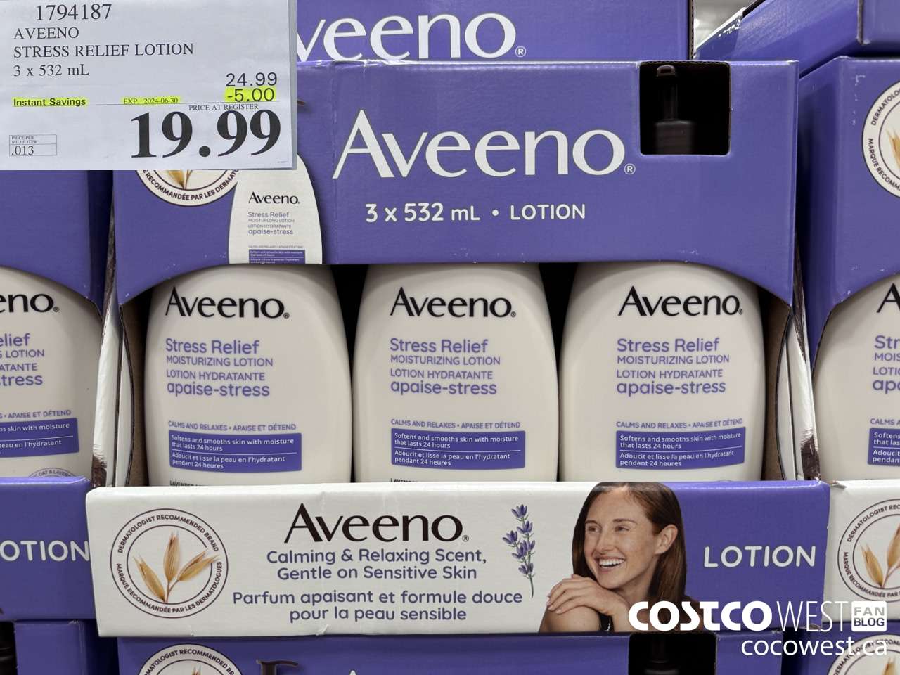 1794187 AVEENO STRESS RELIEF LOTION 3 X 532 ML ($5.00 INSTANT SAVINGS EXPIRES ON 2024-06-30) $19.99