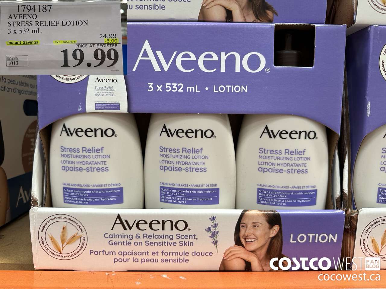 1794187 AVEENO STRESS RELIEF LOTION 3 X 532 ML ($5.00 INSTANT SAVINGS EXPIRES ON 2024-06-30) $19.99