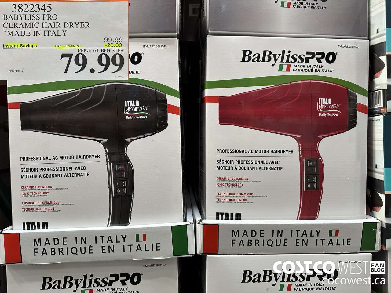 3822345 BABYLISS PRO CERAMIC HAIR DRYER MADE IN ITALY ($20.00 INSTANT SAVINGS EXPIRES ON 2024-06-09) $79.99