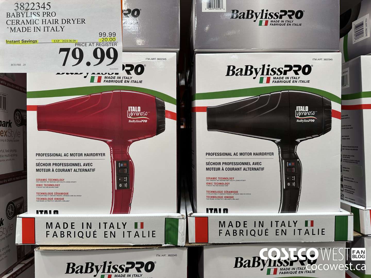 3822345 BABYLISS PRO CERAMIC HAIR DRYER MADE IN ITALY ($20.00 INSTANT SAVINGS EXPIRES ON 2024-06-09) $79.99