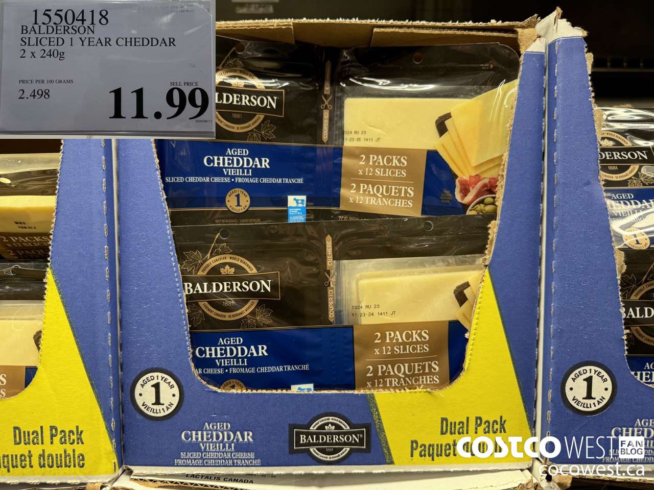 1550418 BALDERSON SLICED 1 YEAR CHEDDAR 2 X 240 G $11.99