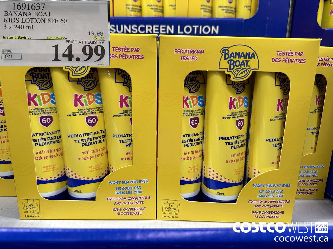 1691637 BANANA BOAT KIDS SUNSCREEN LOTION SPF60 3 x 240mL ($5.00 INSTANT SAVINGS EXPIRES ON 2024-06-30) $14.99