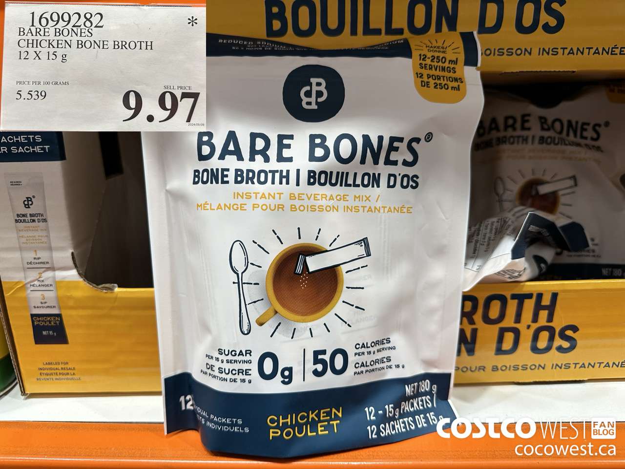 1699282 BAREBONES CHICKEN BONE BROTH 12 X 15G $9.97