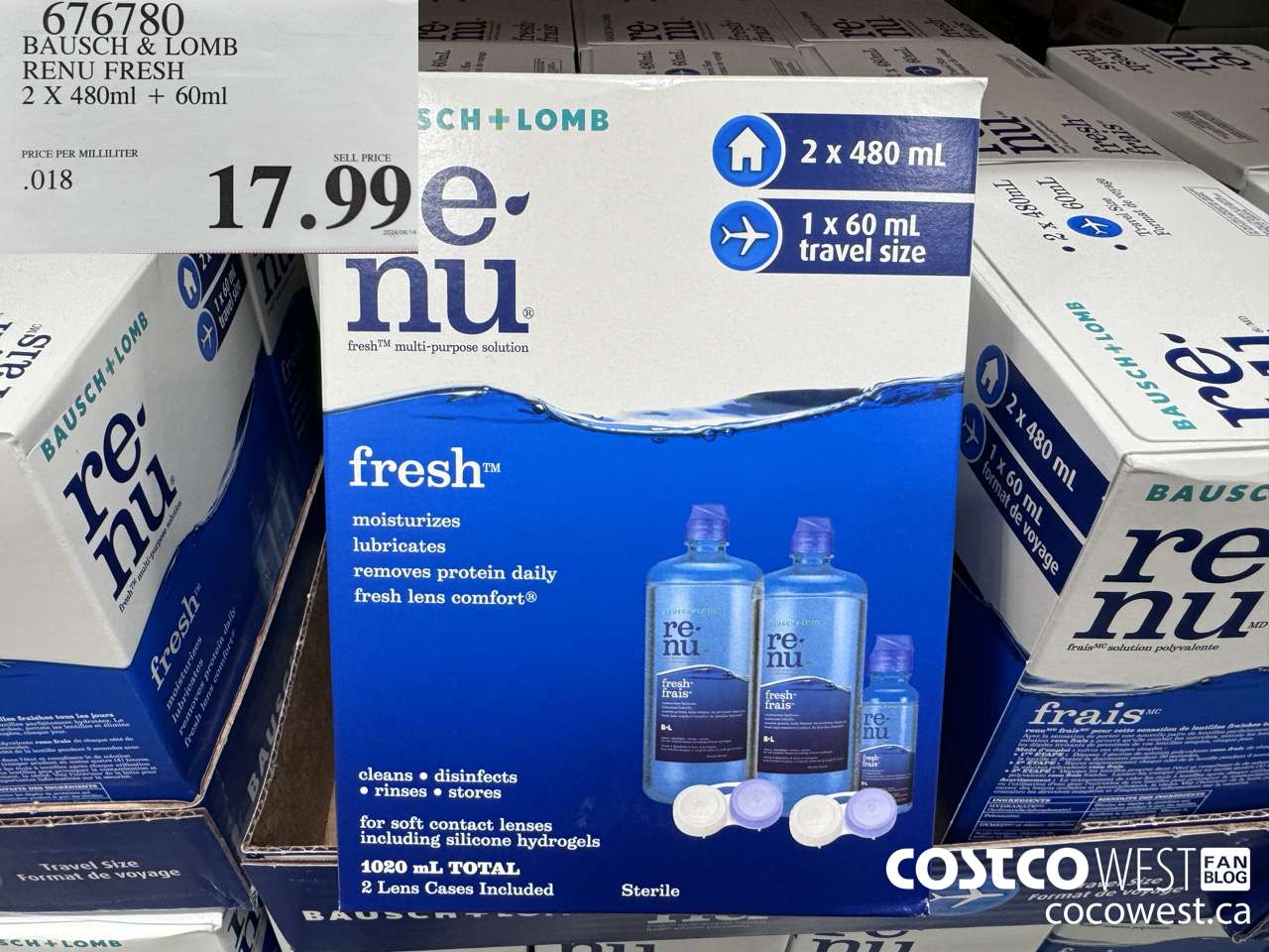 676780 BAUSCH & LOMB RENU FRESH 2 X 480ML + 60ML $17.99
