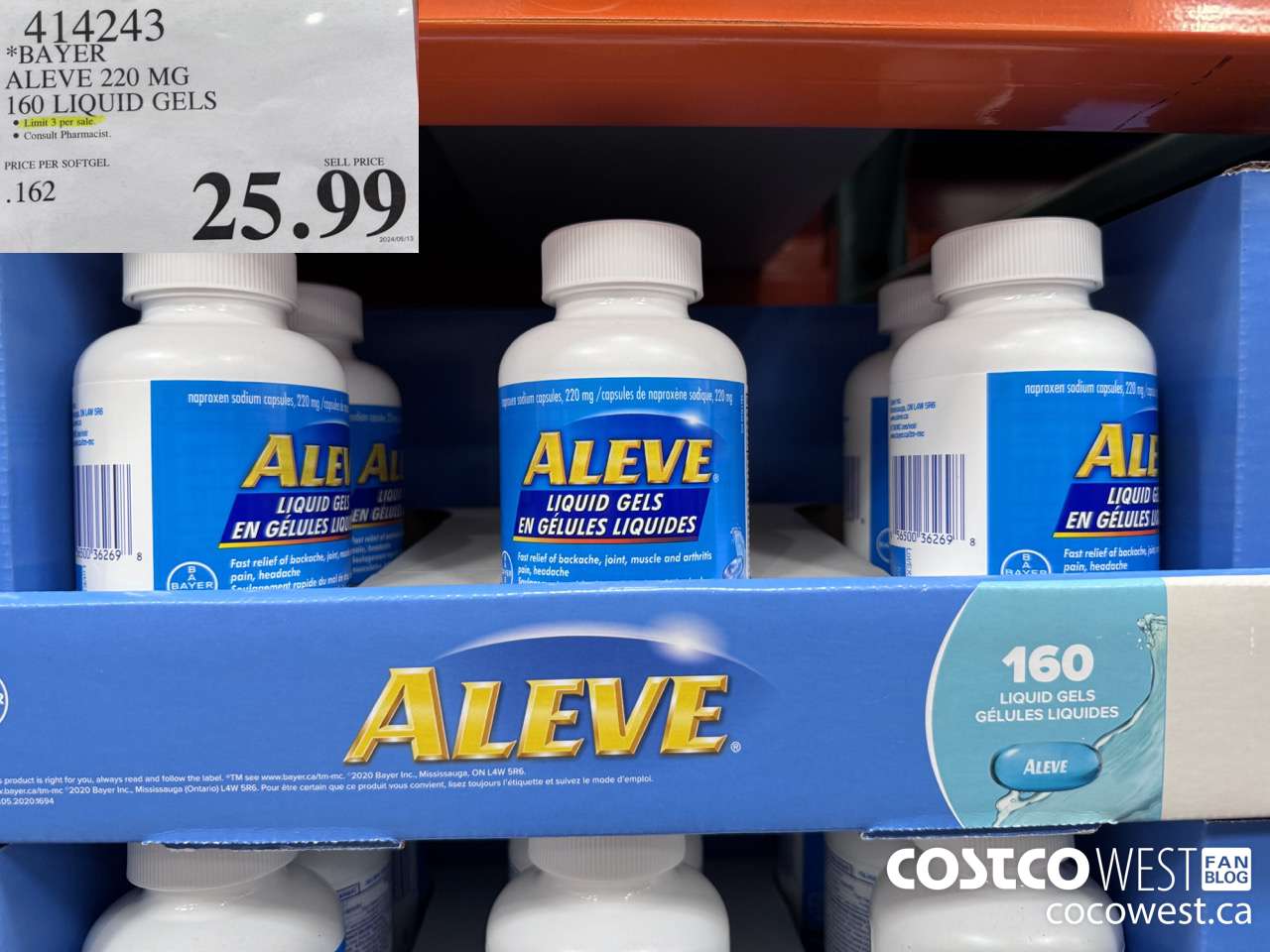 414243 BAYER ALEVE 220 MG 160 LIQUID GELS $25.99
