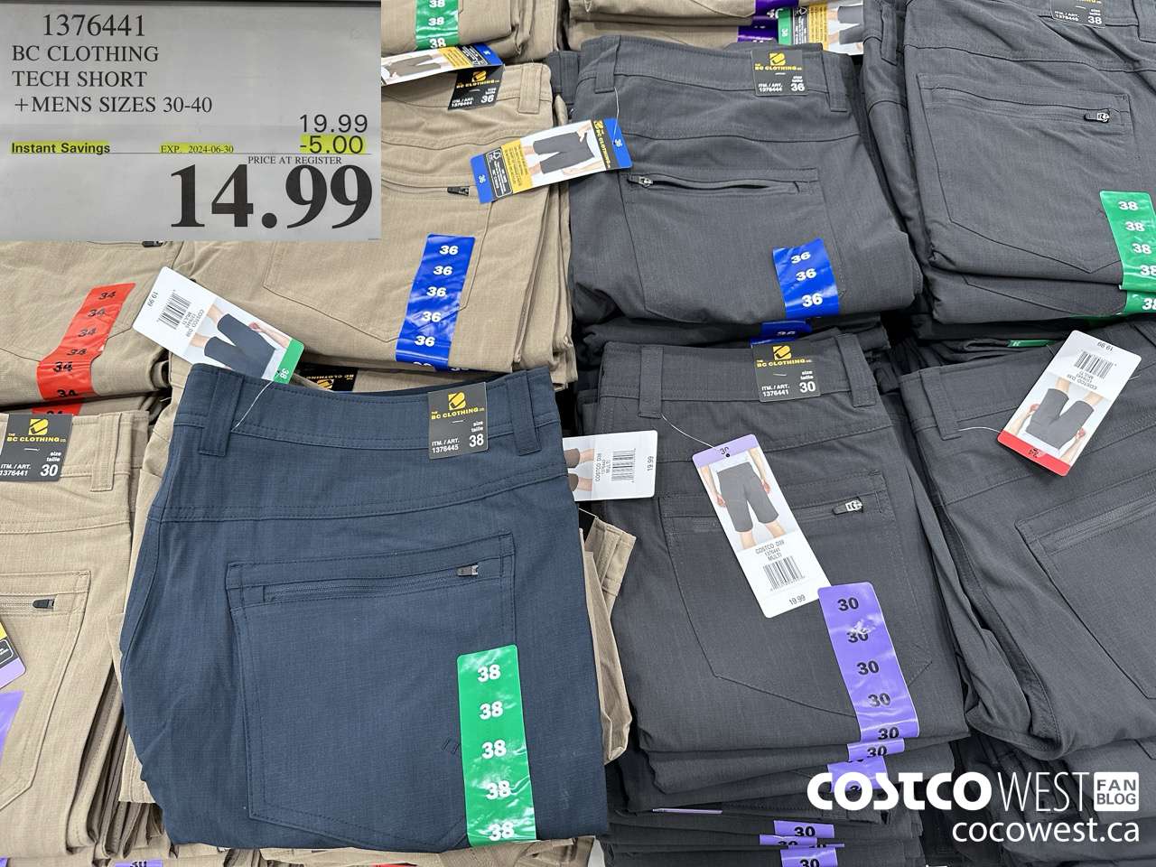 1376441 BC CLOTHING BC TECH SHORT MENS SIZES 30-40 ($5.00 INSTANT SAVINGS EXPIRES ON 2024-06-30) $14.99