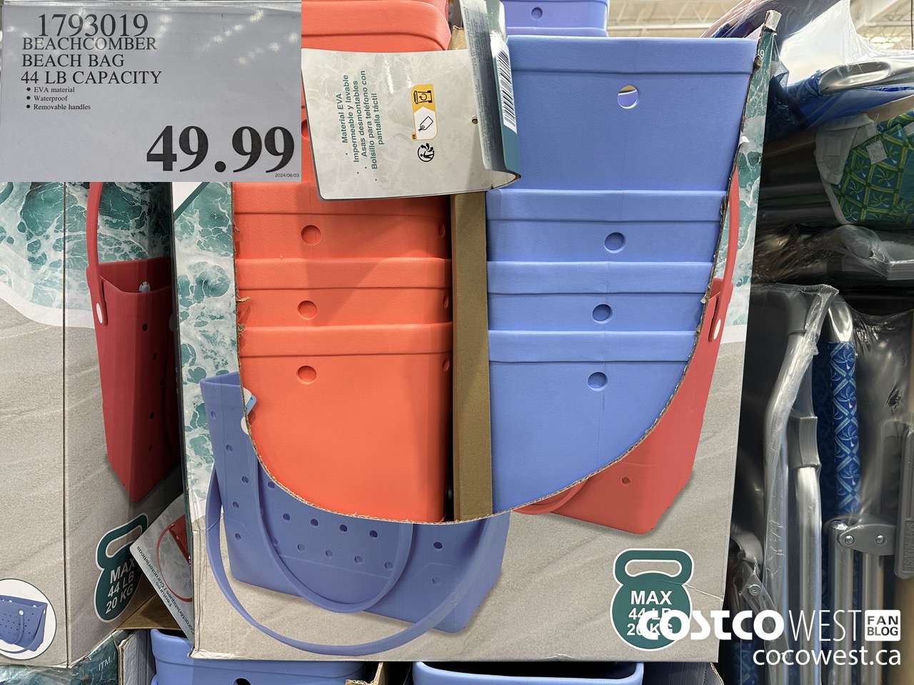 1793019 BEACHCOMBER BEACH BAG 44 LB CAPACITY $49.99