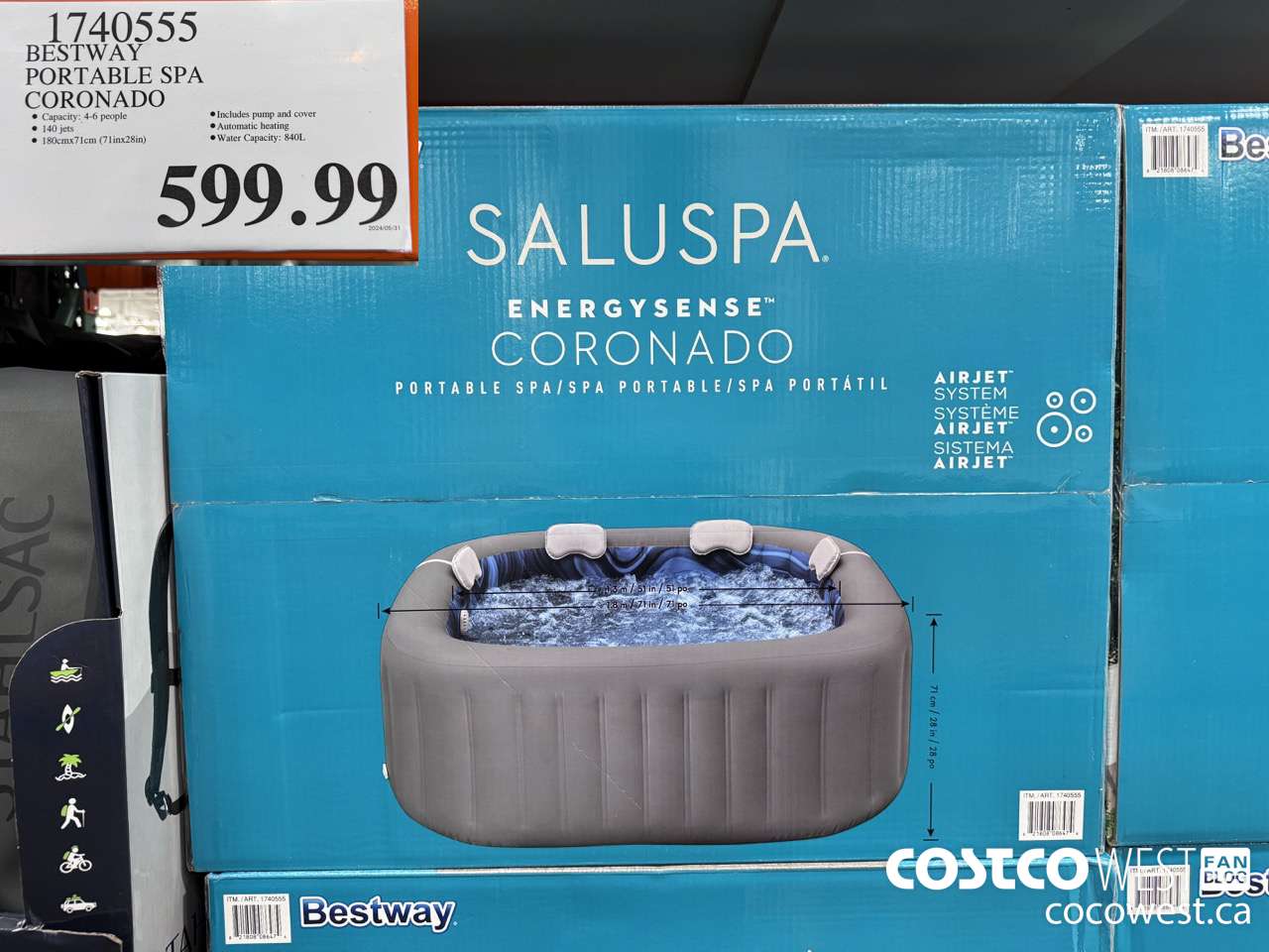 1740555 BESTWAY PORTABLE SPA CORONADO $599.99
