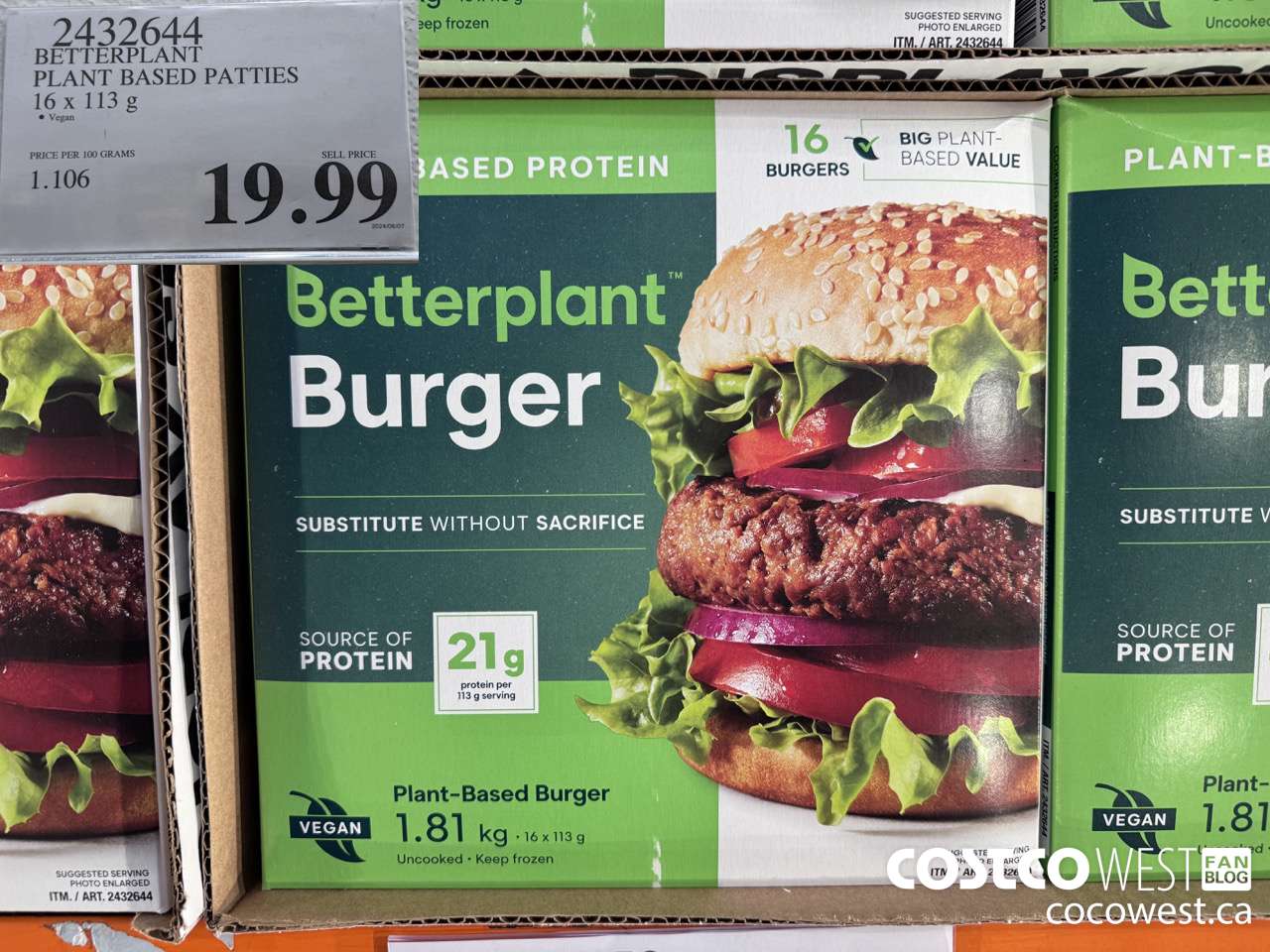 2432644 BETTERPLANT PLANT BASED PATTIES 16 X 113 G $19.99