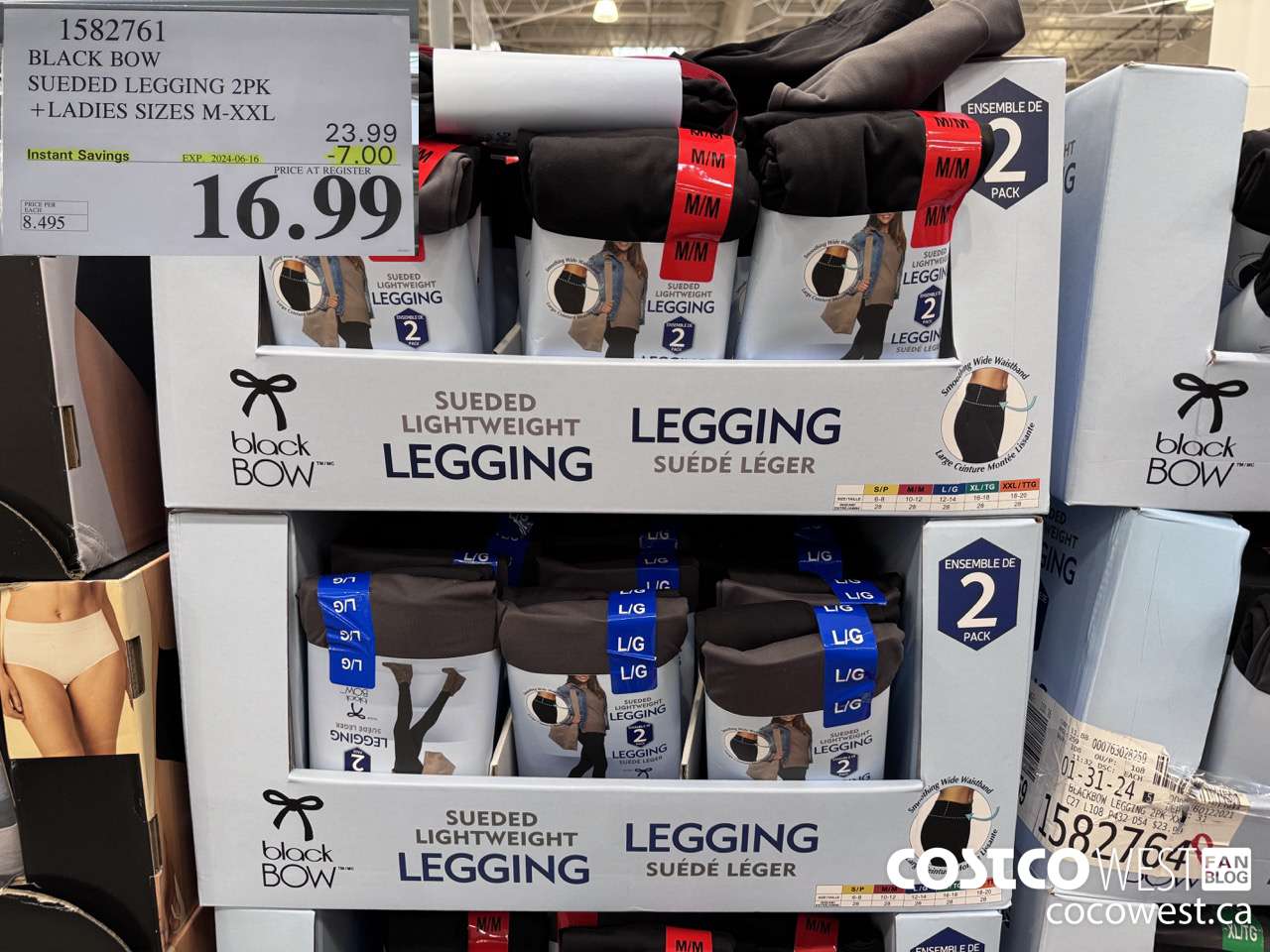 1582761 BLACK BOW SUEDED LEGGINGS 2PK LADIES SIZES M-XXL ($7.00 INSTANT SAVINGS EXPIRES ON 2024-06-16) $16.99