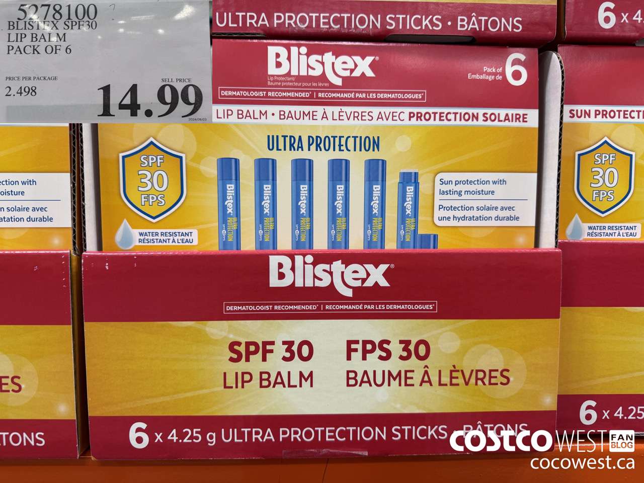 5278100 BLISTEX SPF30 LIP BALM PACK OF 6 $14.99