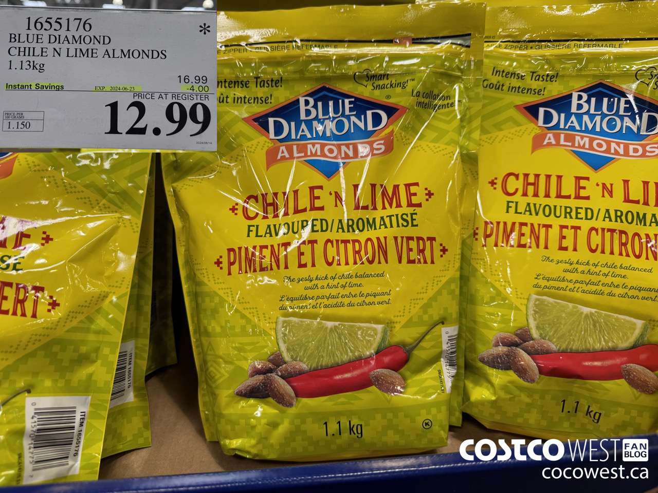 1655176 BLUE DIAMOND CHILE N LIME ALMONDS 1.13KG ($4.00 INSTANT SAVINGS EXPIRES ON 2024-06-23) $12.99