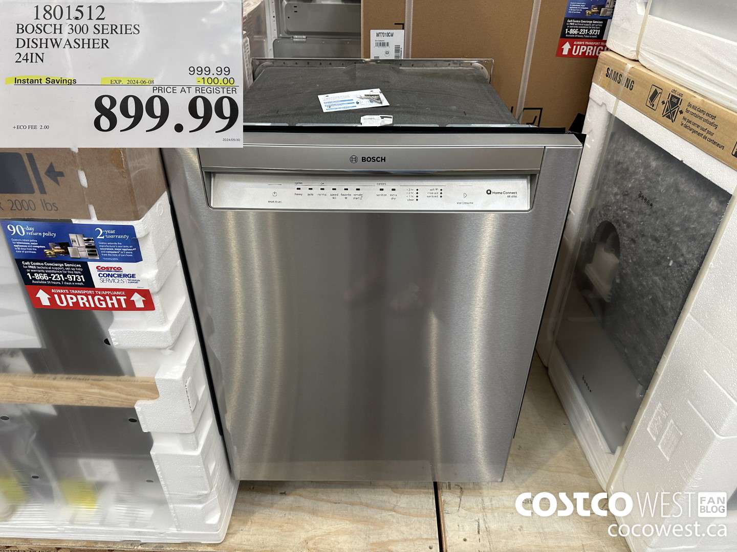 1801512 BOSCH 300 SERIES DISHWASHER 24IN ($100.00 INSTANT SAVINGS EXPIRES ON 2024-06-08) $899.99